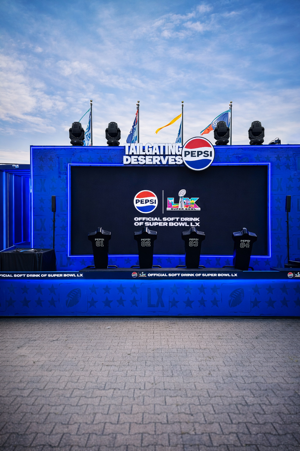 Pepsi interactive football game installation at Super Bowl LX brand activation