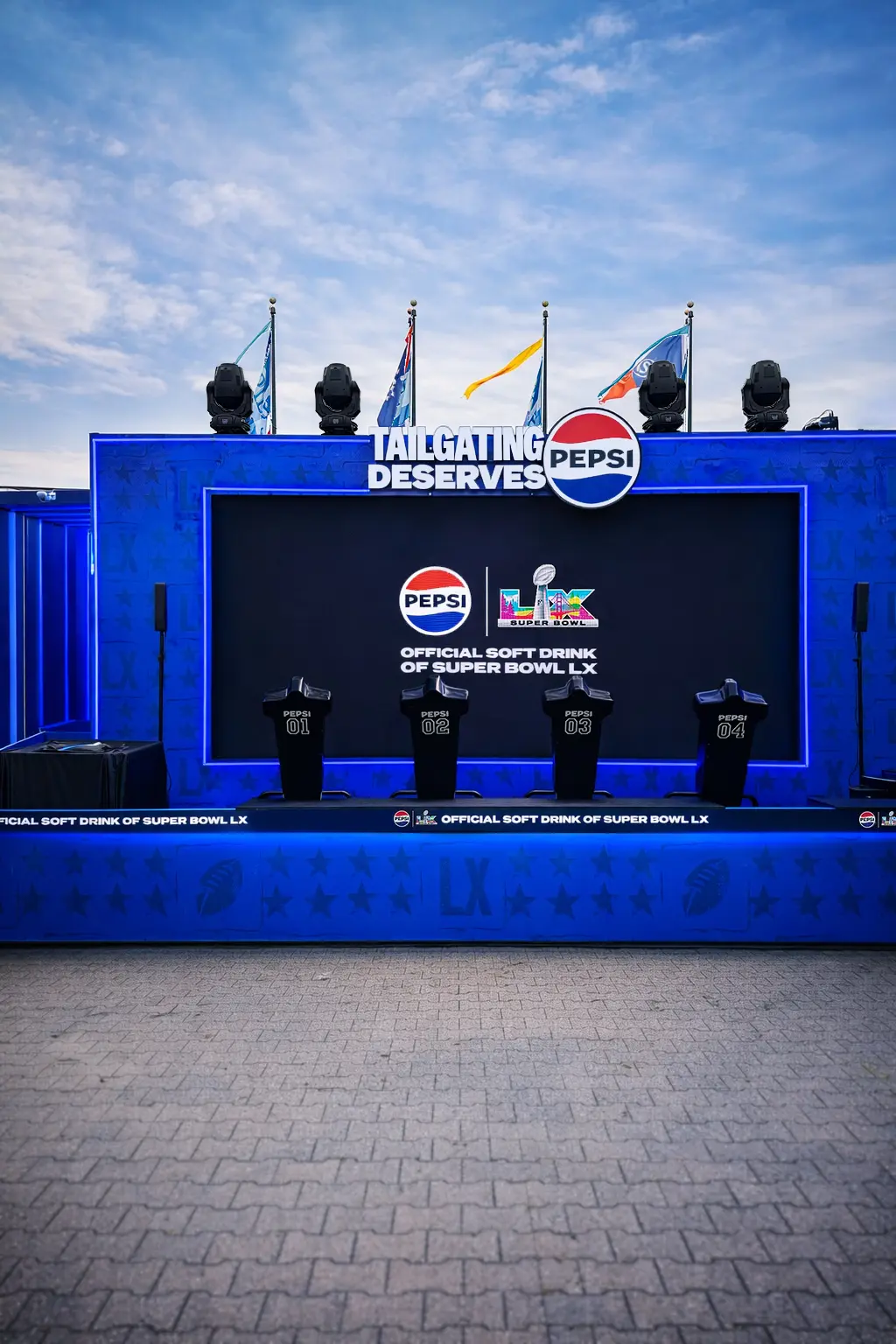 Pepsi interactive football game installation at Super Bowl LX brand activation