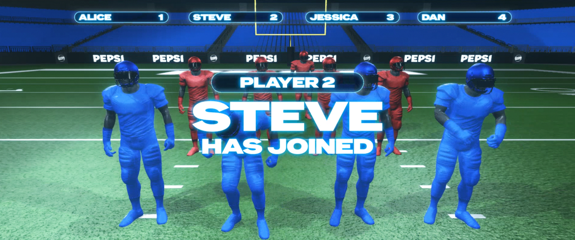 Pepsi Interactive game installation at Super Bowl LX game design, join screen, created in TouchDesigner